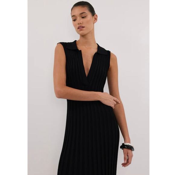 NWOT Dissh HAL Black Sleeveless Knit Maxi Dress Collared Women’s Size XS - Picture 3 of 9